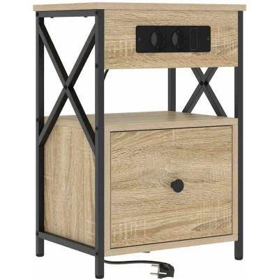Image of vidaXL Bedside Cabinet Sonoma oak 40 x 31 60 cm Engineered wood