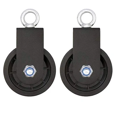 Image of LFJ Single Swivel Pulley Block, 90mm Gym System with U Mounting Bracket, Roller Lifting Wheel for Wire Rope Cable Machine DIY Attachment (2PCS)