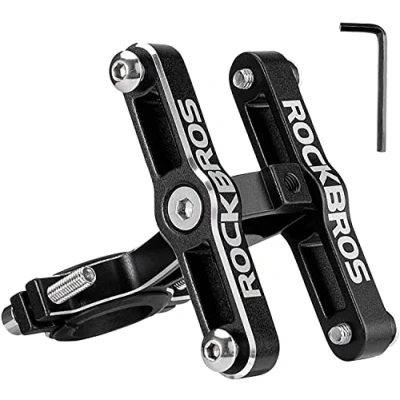 Image of ROCKBROS Bike Water Bottle Cage Bracket Dual Cup Holder Bicycle Drinks Stabilizer Stable Aluminium Cycling Mount Carrier Adaptor for Mountain Road Motorbike