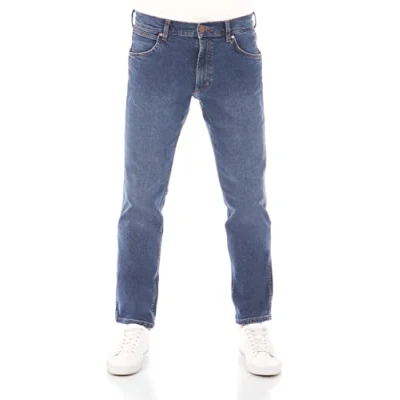 Image of Wrangler Greensboro Men&#039;s Jeans Regular Fit Trousers Denim Stretch Cotton Blue Black W30 W44, Basement (Wss3hn32c), 33 W/30 L
