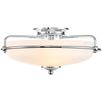Image of Quoizel Griffin Bowl Semi Flush Ceiling Light Polished Chrome