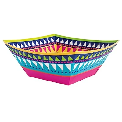 Image of Unique 73448EU Square Boho Fiesta Party 1 Count (Pack of 1), Multicolour, Eco Friendly Paper Bowl