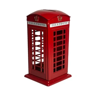Image of LILAJ Small Classic Red Telephone Booth Money Box, Metal Piggy Bank for Home Decoration, Souvenir Keepsake British Collectible Travel Memento Thoughtful Gift Iconic London Landmark Safe with Coin Slot