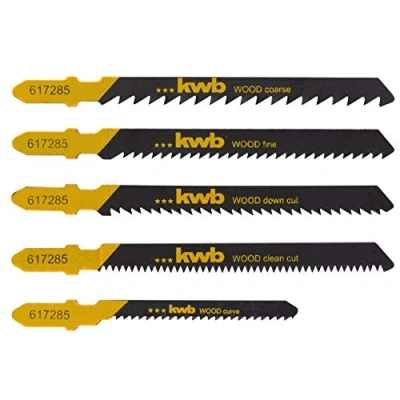 Image of kwb 5 piece Wood Jigsaw Blade Set for Coarse, Fine, and Clean Cuts with T Shank S 20, Single