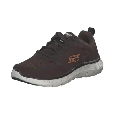 Image of Skechers Mens Trainer Flex Advantage 5.0 Sneaker, Brown Suede/Mesh/Duraleather/Black Trim, 8 UK
