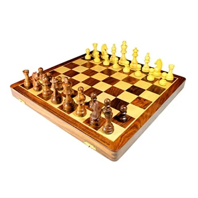 Image of StonKraft Handmade Premium Wood 46 x cm Chess Set Wooden Fold able with Extra Queen