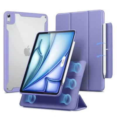 Image of ESR Hybrid Case for iPad Air 11 Inch 2024 M2, 6th Generation/Air 5th Generation 2022/Air 4th 2020, Detachable Magnetic Cover, Portrait &amp; Landscape Stand, Rebound 360 Series, Lavender