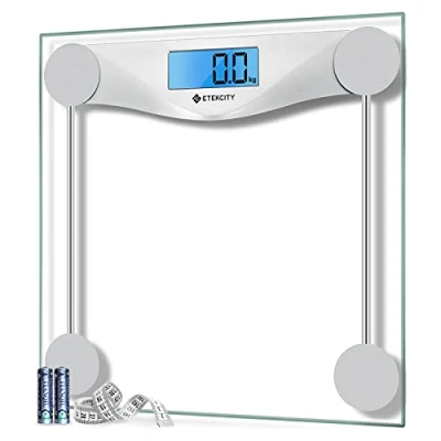 Image of Etekcity Scales for Body Weight, Bathroom Scale with Clear LCD Display, High Precision Measurement Technology (0.1kg/Max 180kg), 6mm Ultra Slim Design Tempered Glass,Silver