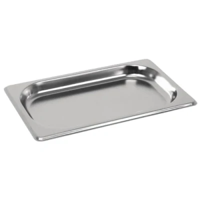 Image of Vogue Stainless Steel 1/4 Gastronorm Tray 20 mm Deep, Silver, Capacity: 530 ml, GN Pan, Food Safe Steel, Stackable, Lid Sold Separately, GM312