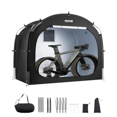 Image of VEVOR Bike Storage Tent, 4 to 5 Bikes, Outdoor Spacious Tent with Ventilated Window, Waterproof Easy Install High Strength Fiberglass &amp; Dual Zippers, Fit for Bicycle