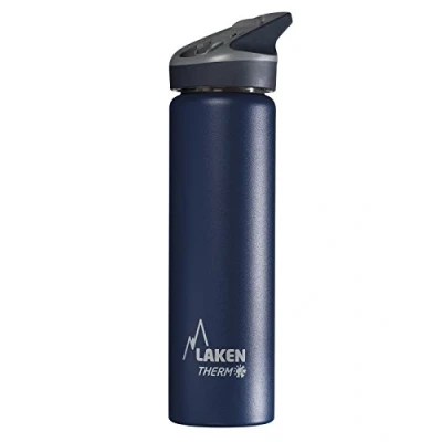 Image of Laken Thermo Kids Vacuum Insulated Stainless Steel Leak Sports Water Bottle with Jannu Straw Cap, 25 Oz, Blue