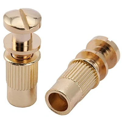 Image of Musiclily Pro M8 Metric Wraparound Bridge Mounting Studs and Inserts Bushings for Epiphone Les Paul Style Electric Guitar, Gold(Set of 2)