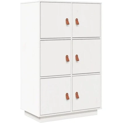 Image of vidaXL Highboard White 67x40x108.5 cm Solid Wood Pine