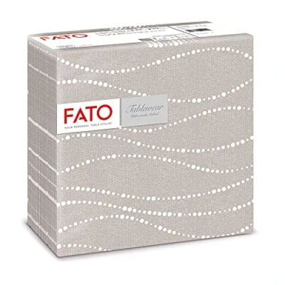 Image of FATO Pack of 50 Airlaid Pearl/Dove Paper Napkins 40 x cm, Linen