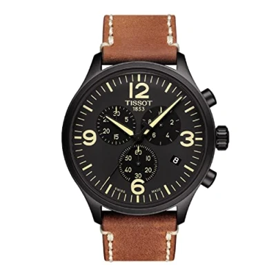 Image of TISSOT Mens Chronograph Quartz Watch with Leather Strap T1166173605700
