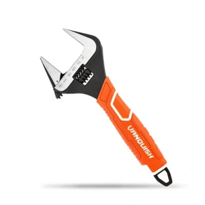 Image of Vanquish 10 Inch Adjustable Wrench, 1 7/8 Wide Jaw Opening Plumbing CR V Steel, SAE and Metric Scale Marked, with Comfort Grip Handle Hanging Hole (3153)