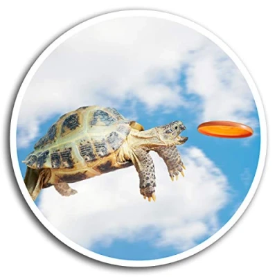 Image of 2 x 10cm Frisbee Turtle Vinyl Stickers Tortoise Sticker Laptop Luggage #8315 (10cm Wide)