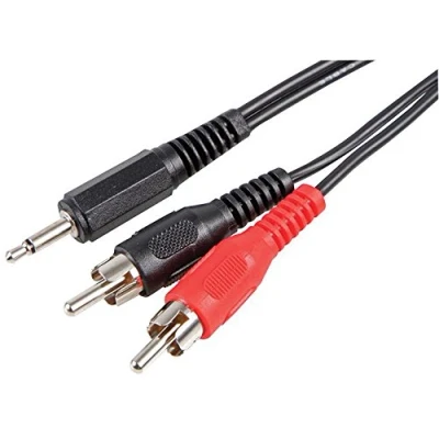 Image of Pro Signal PSG00204 3.5mm Mono Jack Plug to 2x Phono (RCA) Plugs Lead, 1m, Black
