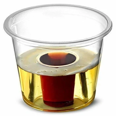 Image of Efforias 50 Bomb Shot Cups CE Marked Clear, 25CL, Sealed Pack Sleeve, Recyclable, Shots, Polypropylene, Crushable, Jagerbomb, Ideal for Redbull &amp; Jagermeister