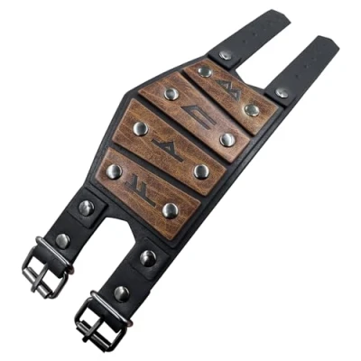 Image of HiiFeuer Viking Runes Faux Leather Cuff Bracelet, Norse Retro Wristband, Nordic Buckle Fastening Bangle Bracelet (Brown A)