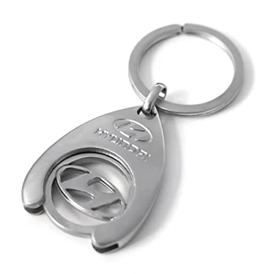 Image of Hyundai HMD00121 Keyring Logo Shopping Trolley Token Pendant, Silver, One Size