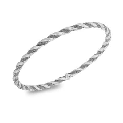 Image of Tuscany Silver Women&#039;s Sterling 4mm Twist Stardust Round Bangle