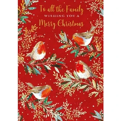 Image of The Wildlife to All Family Merry Robins Artistic Christmas Greeting Card X15962GH