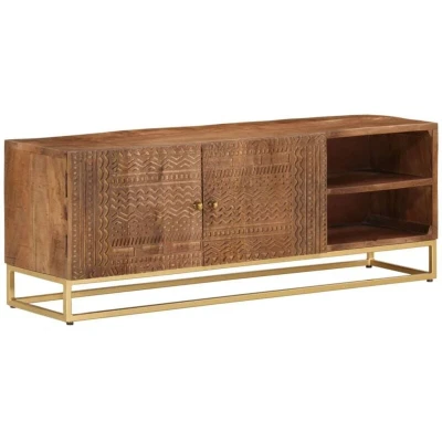 Image of vidaXL TV Cabinet 110x30x40 cm Solid Wood Mango and Iron
