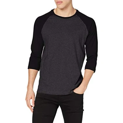 Image of Urban Classics Contrast 3/4 Sleeve Raglan Long sleeved top charcoal/black, Men&#039;s, Size: Large, Charcoal/black