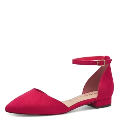 Image of Tamaris Ankle strap ballet pumps, Women&#039;s, Size: 6.5, Fuxia Textile