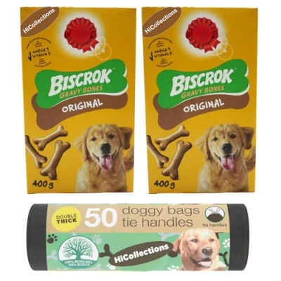Image of Pedigree Biscrock Dog Gravy Bones Biscuits Low Fat Tasty Treat 400g (Pack of 2)
