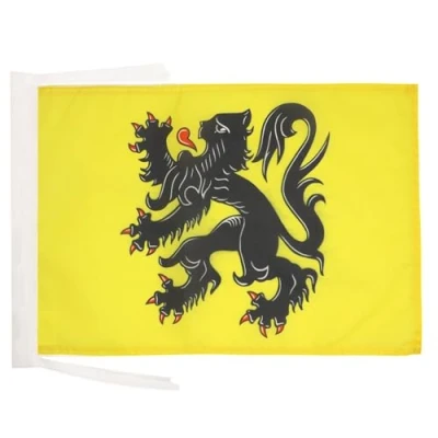 Image of AZ Flag Flanders 18&#039;&#039; x 12&#039;&#039; 100% Polyester Belgium Flemish Small Banner with Two Cords Fade Resistant Vivid Colors 18x12 in 45x30 Cm