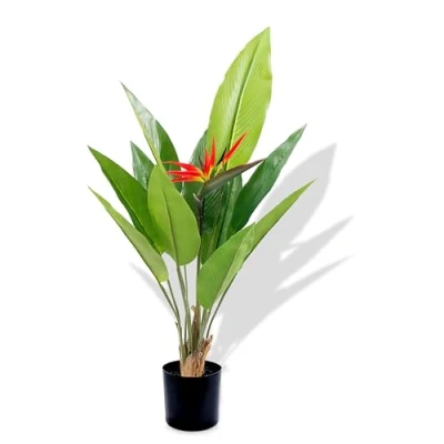 Image of Crystals Decorative Artificial Flora Small Plants in Pots Fake for Indoor Decor Faux Bathroom (120CM Heliconia Psittacorum)