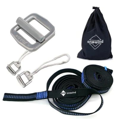 Image of onewind Tree Straps Camping Hammock Swing Durable Lightweight Set Compact &amp; Easy to Up (Black)