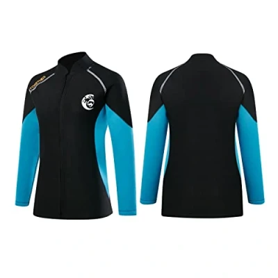 Image of Women/Men Long Sleeve Wetsuits Jacket 2mm Neoprene Front Zipper Surf Swim Diving Suits Wet Suit Tops (women, M)