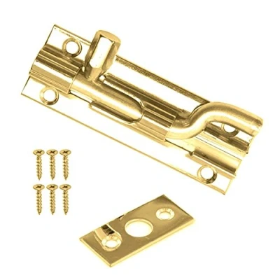 Image of Security Necked Slide Door Bolt Barrel Brass 75mm