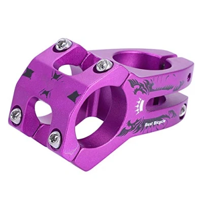 Image of 31.8 Stem 45mm Bike Stem, Durable Aluminum Alloy Bicycle Bar Mountain Short Handlebar Riser for Most Bicycle, Road Bike, MTB, Cycling, Purple
