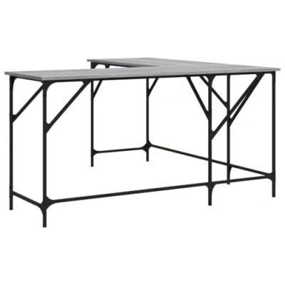 Image of vidaXL Desk Grey Sonoma 149x149x75 cm Engineered Wood