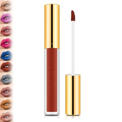 Image of 10 Color Metallic Liquid Diamond Glitter Lipstick Shimmer High Pigment Lip Gloss,Metallic Long Lasting Waterproof Gloss Makeup Kit,Diamond Set (#06)