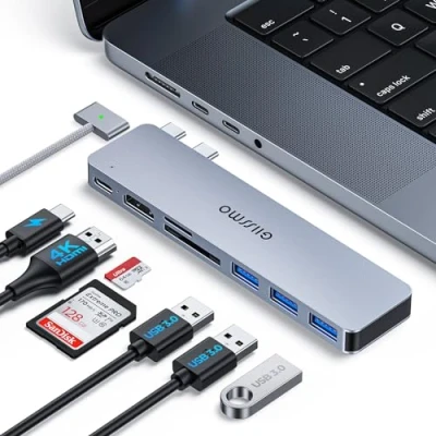 Image of GIISSMO MacBook Adapter, USB C Hub with Thunderbolt 3, 4K HDMI, 3 A Ports, SD/TF Card Reader, Accessories Adapter Compatible Pro M1 2020 2016, Air 2019 2018