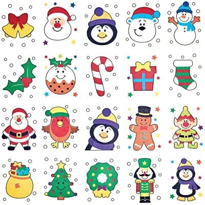 Image of Baker Ross FX408 Christmas Chums Tattoos Pack of 80, Temporary for Kids, Party Bag Gifts, Xmas Toys Kids