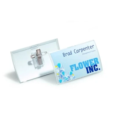 Image of Durable Click Fold Name Badge 54 x 90 mm with Combi Clip Transparent Pack of 25 Ideal for Events and Visitor Management