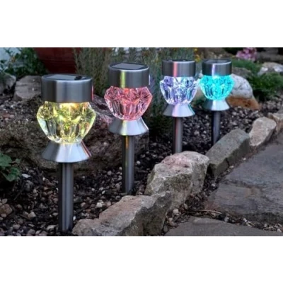 Image of Garden Mile Outdoor Solar Lights Powered with Auto Rechargeable Waterproof Ornaments for Yard, Pathway Lighting (Stainless Steel Stake Light, 12)