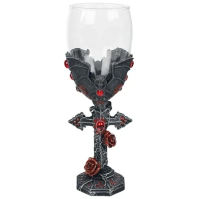Image of Nemesis Now B4479N9 Carpe Noctem Goblet 20cm, Resin w. Stainless Steel, Black