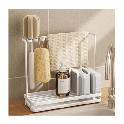 Image of HYPIQQ Kitchen Sink Tidy Washing Up Organiser Caddy Organiser,White