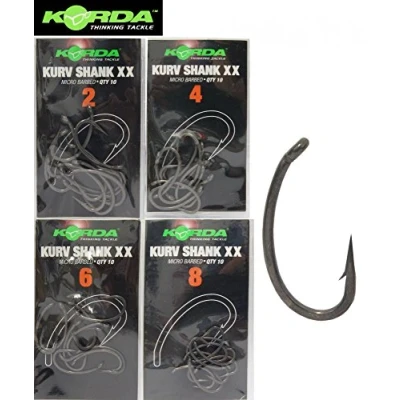 Image of Korda Kurv Shank XX Size 6 Carp hooks