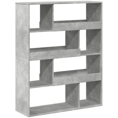 Image of vidaXL Bookcase Concrete Grey 10 Compartment Engineered Wood Room Divider Modern Shelf 100x33x125.5 cm