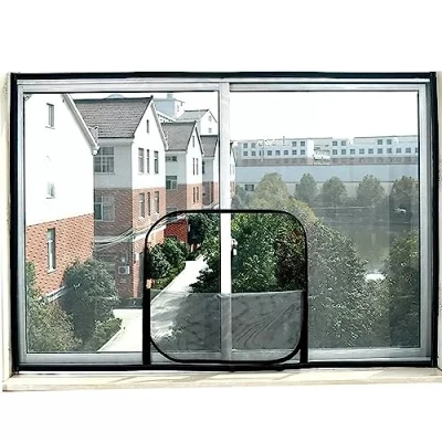 Image of Custom Size Self Adhesive Cat Protection Net with Zipper, Safety Net, Window Mesh for Protection, Fly Screen Anti Bug Mosquito Netting, Balcony