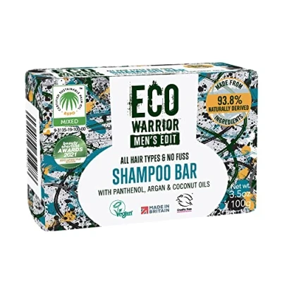 Image of Eco Warrior Men’s Edit Shampoo Bar Vegan, Cruelty Free, No SLS or Parabens, Nourishing Mens With Argan and Coconut Essential Oils, Cleanse &amp; Moisturise Hair, Gift For Him, 100g