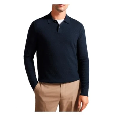 Image of Ted Baker Morar Mens Navy Knitted Polo Shirt Size 2XL